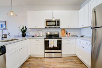 Kitchen with white cabinets